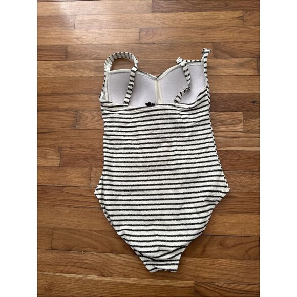 Nip Tuck Swim Multi Fit Cup Swimsuit Black Cream Stripe One Piece Twist Front 8 - Picture 3 of 5